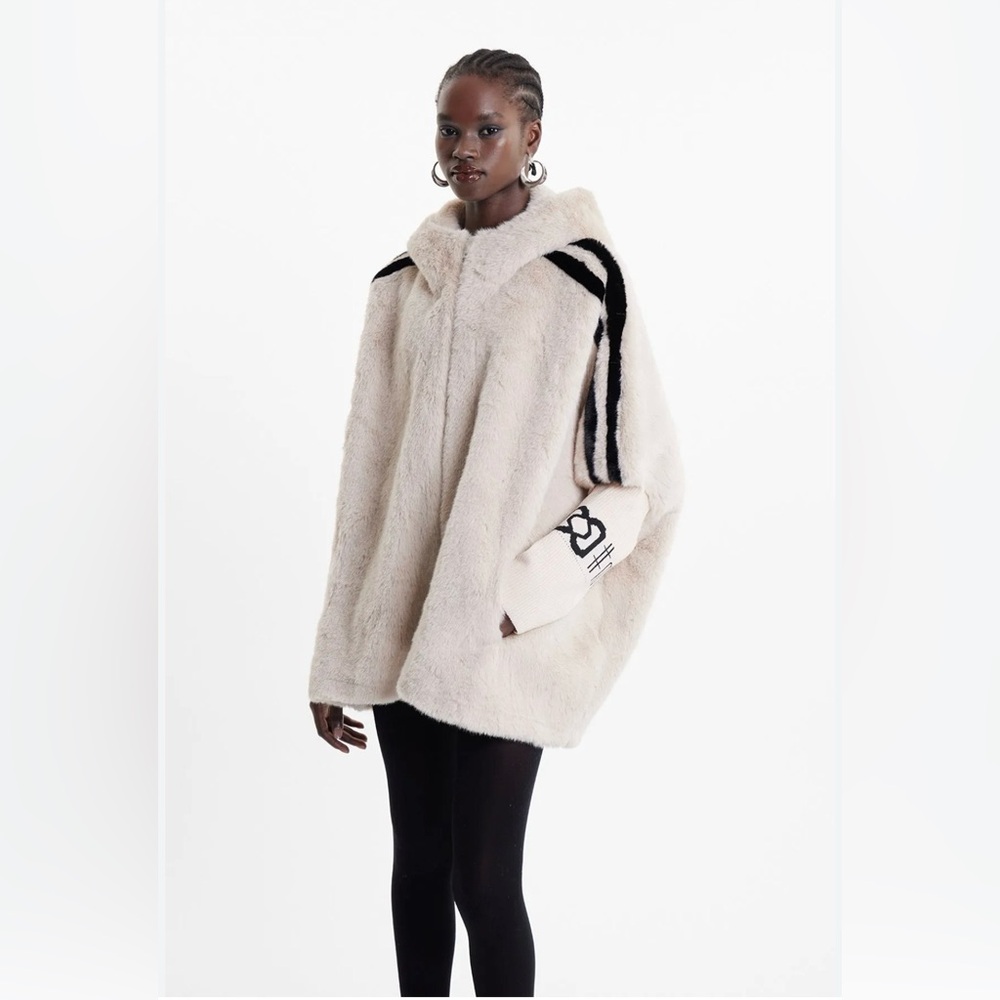 White Faux Fur Hooded Jacket - Picture 4 of 4